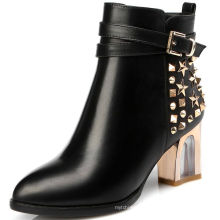 bottines élégantes à rivets pour femmes hauts talons cuir noir